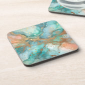 Blau-grüne Alkoholfarbe Getränkeuntersetzer (Linke Seite)