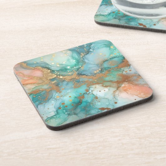 Blau-grüne Alkoholfarbe Getränkeuntersetzer (Linke Seite)