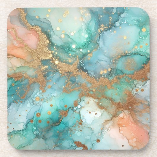 Blau-grüne Alkoholfarbe Getränkeuntersetzer (Vorderseite)