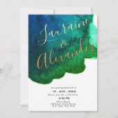 Blau-grüne Aquarellfarbe abstrakte Spritze Einladung (Vorderseite)