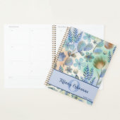 Blau-grüne Aquarellfarbe Blumendesign Planer (Anzeige)