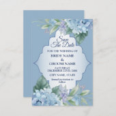 Blau-grüne Blätter rahmen Elegante Hochzeit Save The Date (Vorne/Hinten)