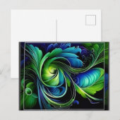 blau-grüne blättrige Abstraktion Postkarte (Vorne/Hinten)