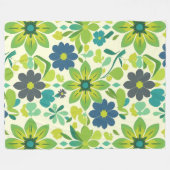 Blau-grüne Blumenfleece-Decke Fleecedecke (Vorderseite (Horizontal))