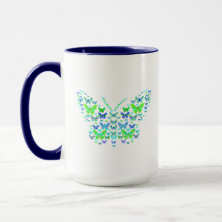 Blau-grüne Combo-Tasse mit mehreren Schmetterlinge Tasse
