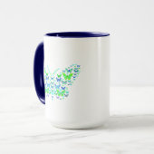 Blau-grüne Combo-Tasse mit mehreren Schmetterlinge Tasse (Vorderseite Links)