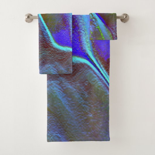 Blau-grüne digitale graue Satin-Schatten Badhandtuch Set (Insitu)