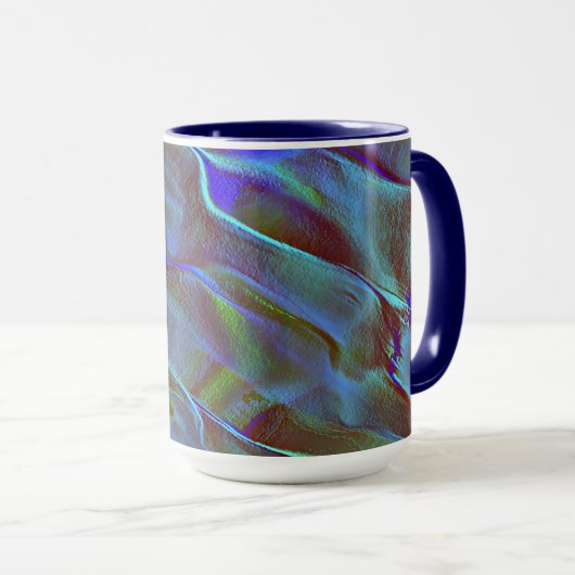 Blau-grüne digitale graue Satin-Schatten Tasse (VorderseiteRechts)
