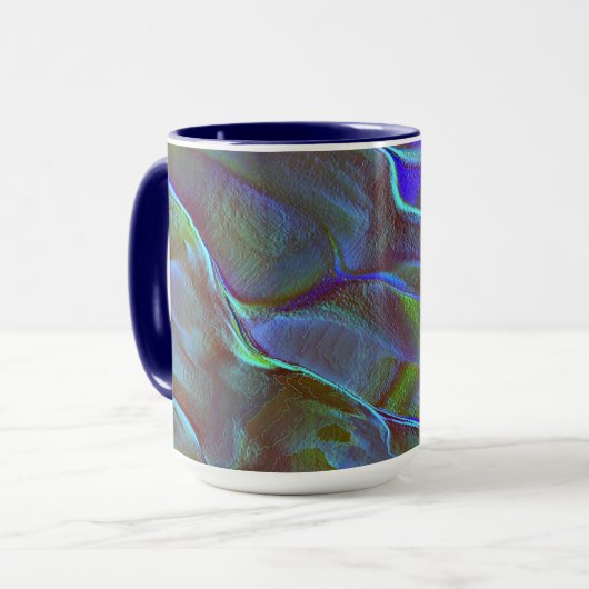 Blau-grüne digitale graue Satin-Schatten Tasse (Vorderseite Links)