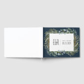 Blau-grüne Eukalyptus-Rahmen schwarz auf weiß Gästebuch (Voll)