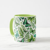 Blau-Grüne Schmetterlinge Tasse (Vorderseite Links)