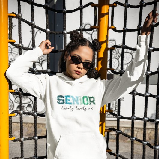 Blau Grüne Senior 2026 Typografie Hoodie