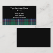 Blau-grüne Tartan kariert auf schwarz Visitenkarte (Vorne/Hinten)