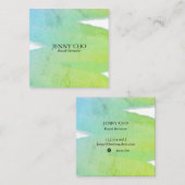 Blau Grüne Textur Pinselstrich Quadratische Visitenkarte (Vorne/Hinten)