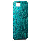 Blau-grüne Töne Snakeskin Leder Muster aussehen Case-Mate iPhone Hülle (Rückseite/rechts)
