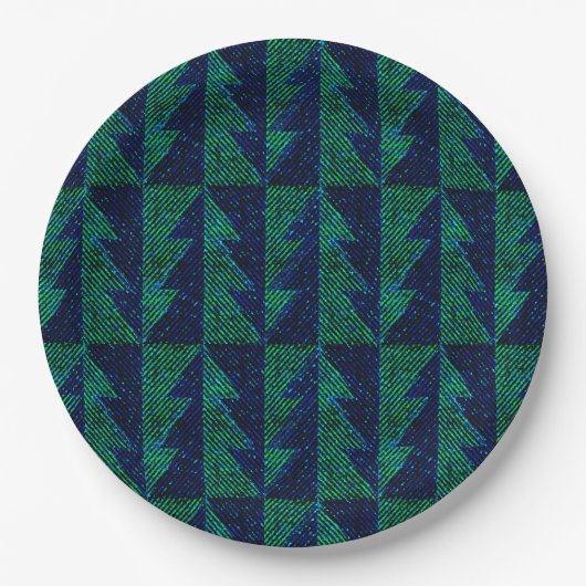 Blau, grüne Weihnachtsbäume. Christmas Pappteller (Vorderseite)