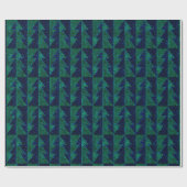 Blau, grüne Weihnachtsbäume. Geschenkpapier (Flach)