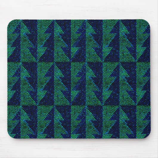 Blau, grüne Weihnachtsbäume. Mousepad (Vorne)