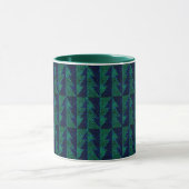 Blau, grüne Weihnachtsbäume. Tasse (Zentrum)
