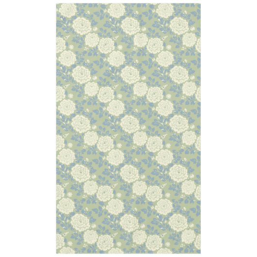 Blau Grüner Blockdruck Blumenmuster Tischdecke (Vorderseite)