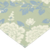 Blau Grüner Blockdruck Blumenmuster Tischdecke (Schrägansicht)