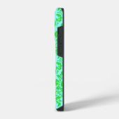 Blau Grüner Damast iPhone Hülle (Linke Seite)