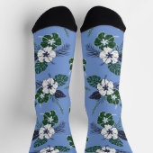 Blau-grüner Hibiskus Socken (Oben)