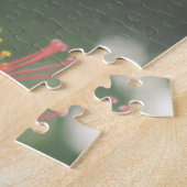 Blau-grüner Hummingvogel und orangefarbener Hibisk Puzzle (Seite)