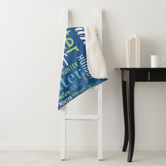 Blau - Grüner Name und Monogram Cloud Word Art Sherpadecke (Beispiel)