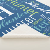 Blau - Grüner Name und Monogram Cloud Word Art Sherpadecke (3/4)