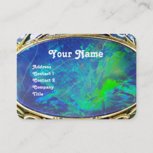 BLAU GRÜNER OPAL, ART NOUVEAU GOLD SCHMUCK MONOGRA VISITENKARTE