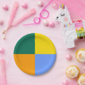 Blau-grüner Orange gelb Pappteller (Party)