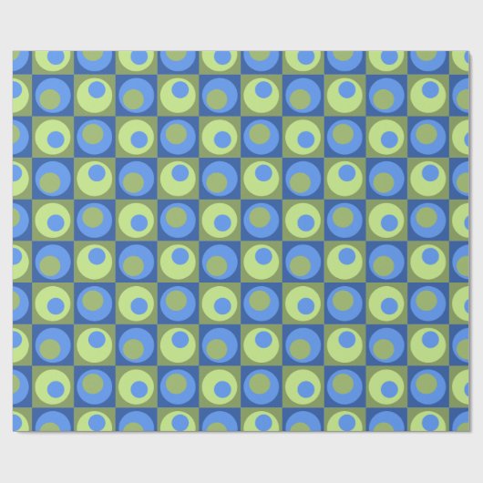 Blau-grüner Quadrat Dot Geometric Gemustert Geschenkpapier (Flach)