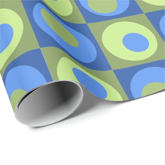 Blau-grüner Quadrat Dot Geometric Gemustert Geschenkpapier (Rolleneckpunkt)