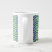 BLAU GRÜNER STRICK Große weiße Tasse + Ursprünglic (Rückseite)