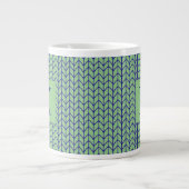 BLAU GRÜNER STRICK Große weiße Tasse + Ursprünglic (Vorderseite)