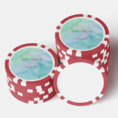 blau grüner Wasserfarb-Editor Schriftsteller Name Pokerchips (Stapel)