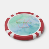 blau grüner Wasserfarb-Editor Schriftsteller Name Pokerchips (Einzeln)