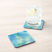 Blau-grüner weißer Marmor-Look Moderne Vorlage Getränkeuntersetzer (Rechte Seite)