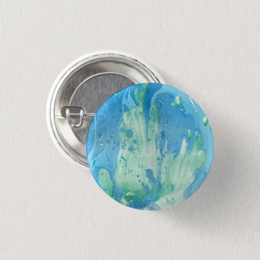 Blau-grüner weißer Marmor sieht modern Abstrakt au Button (Vorne & Hinten)