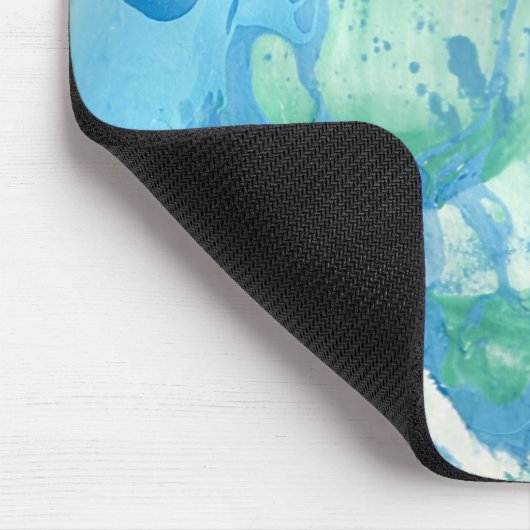 Blau-grüner weißer Marmor sieht modern Abstrakt au Mousepad (Ecke)
