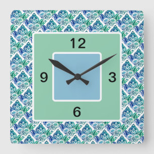 Blau-grüner weißer Platz, Wall-Uhr Quadratische Wanduhr