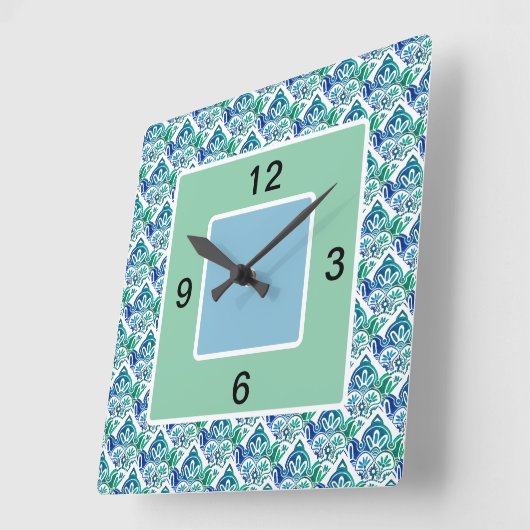 Blau-grüner weißer Platz, Wall-Uhr Quadratische Wanduhr (Winkel)