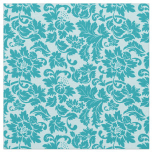 Blau-grünes Damaskusmuster Stoff