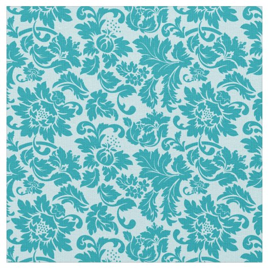 Blau-grünes Damaskusmuster Stoff (Nahaufnahme)