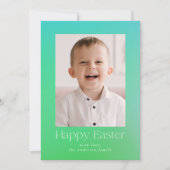Blau-grünes Ostern-Foto Feiertagskarte (Vorderseite)