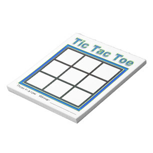 Blau Grünes Tic Tac Toe Spiel Notizblock