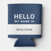 Blau Hallo ich bin | Personalisierter Dosenkühler (Vorderseite)