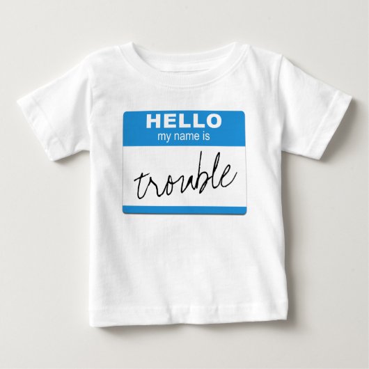 Blau "hallo mein Name ist personalisiertes Baby T-shirt (Vorderseite)