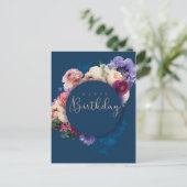 Blau-Happy Birthday Postkarte (Stehend Vorderseite)